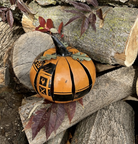 ORANGE PUMPKIN LUMINARY LARGE METAL